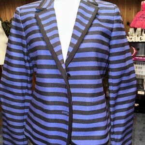 LOFT Blue and Black Striped Blazer